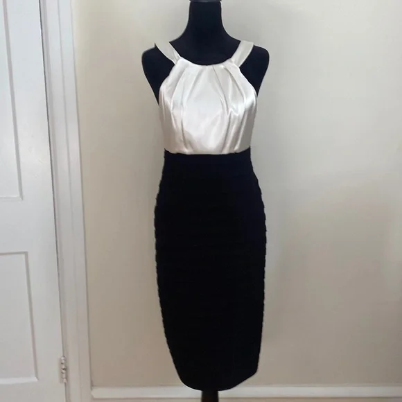 Xscape | Dresses | Night Out Or Formal Evening Out Sexy White And Black  Dress Form Fitting | Poshmark